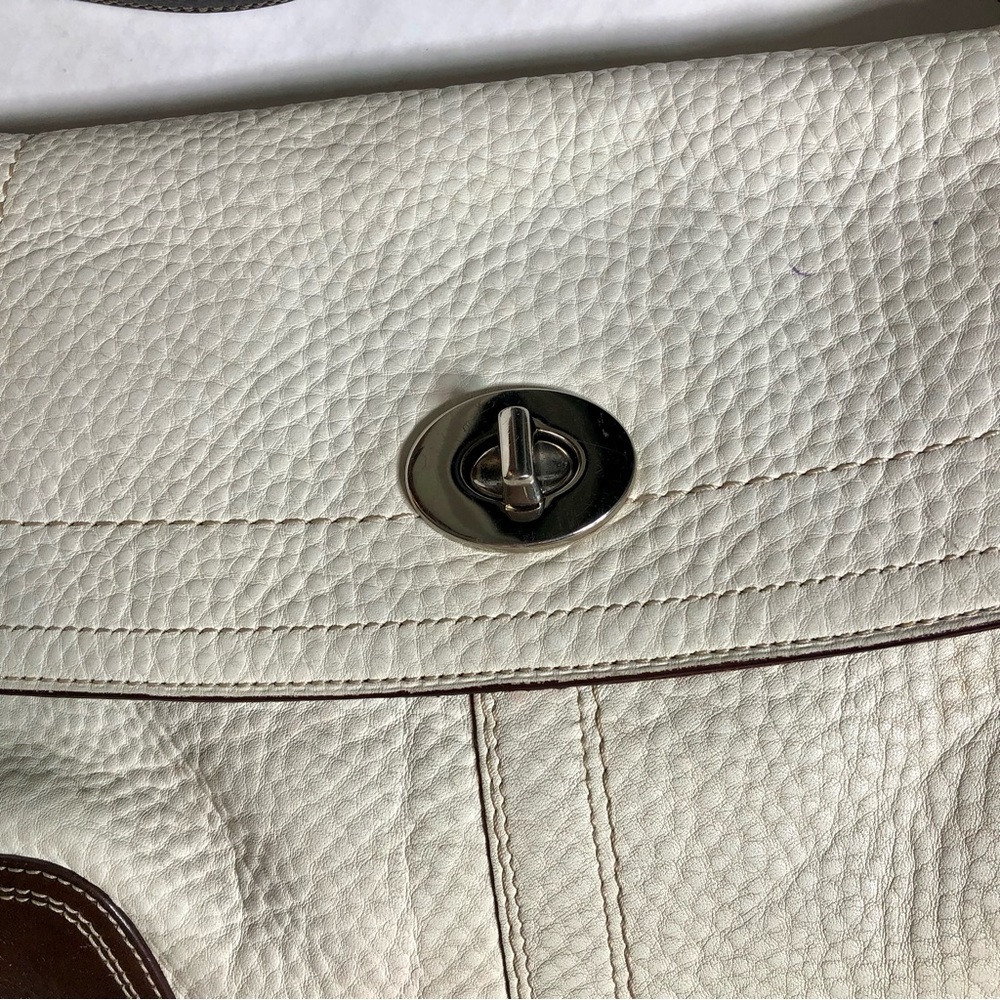 VINTAGE COACH WOMENS WHITE & BROWN PURSE HANDBAG - Picture 4 of 16